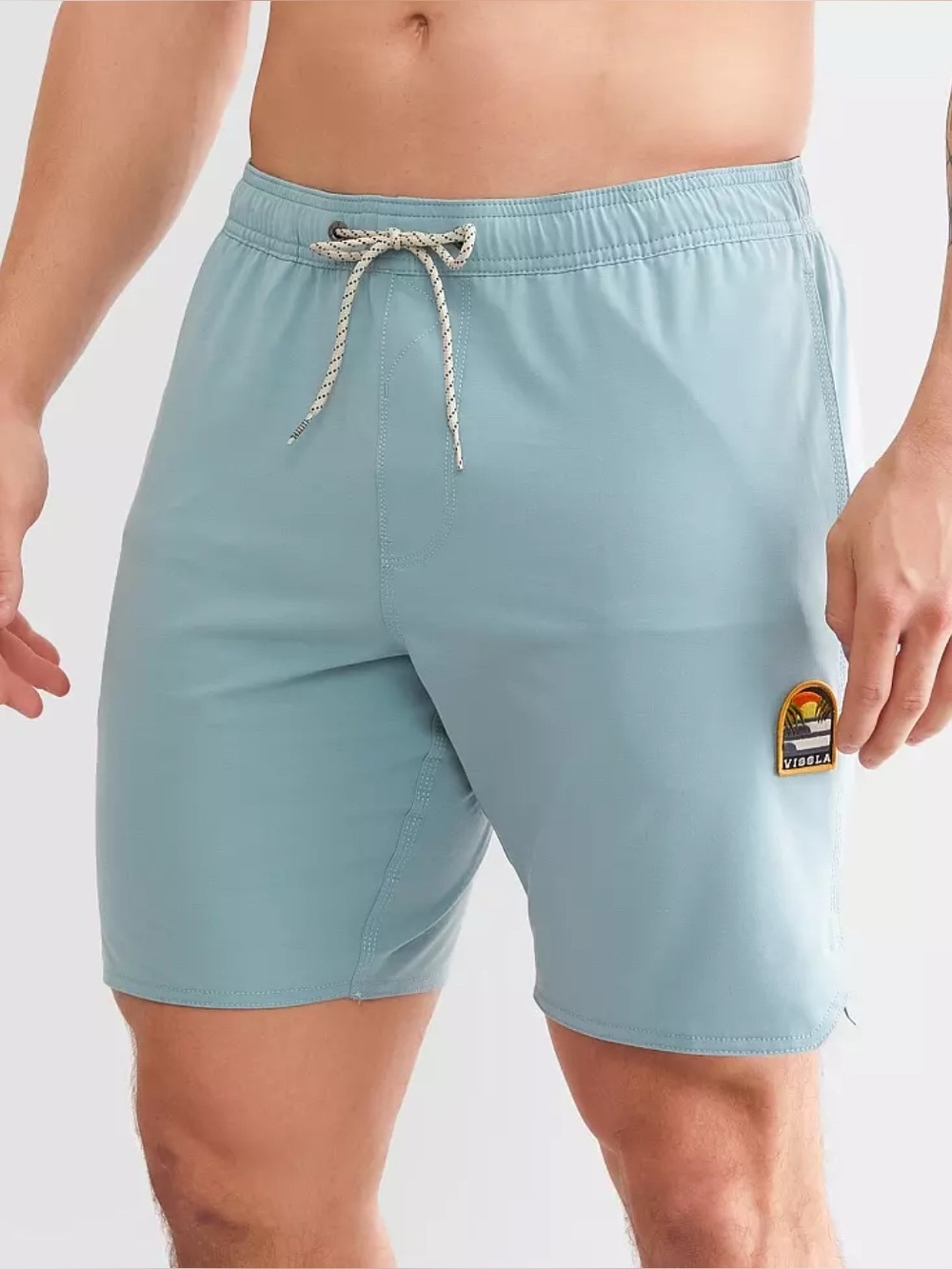 Vissla Pale Blue Elastic-Waist Swim Shorts